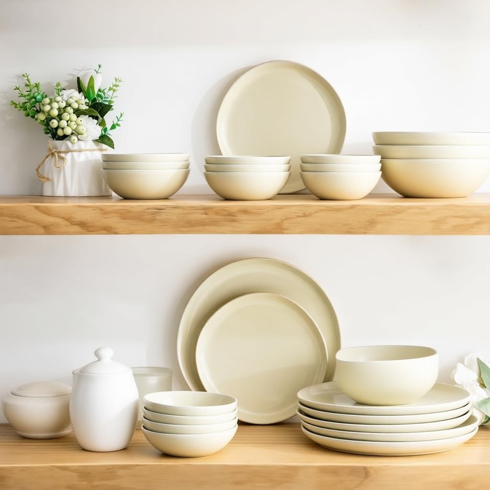 Ceramic Dinnerware Sets,Handmade Reactive Glaze Stoneware Plates and Bowls Se...