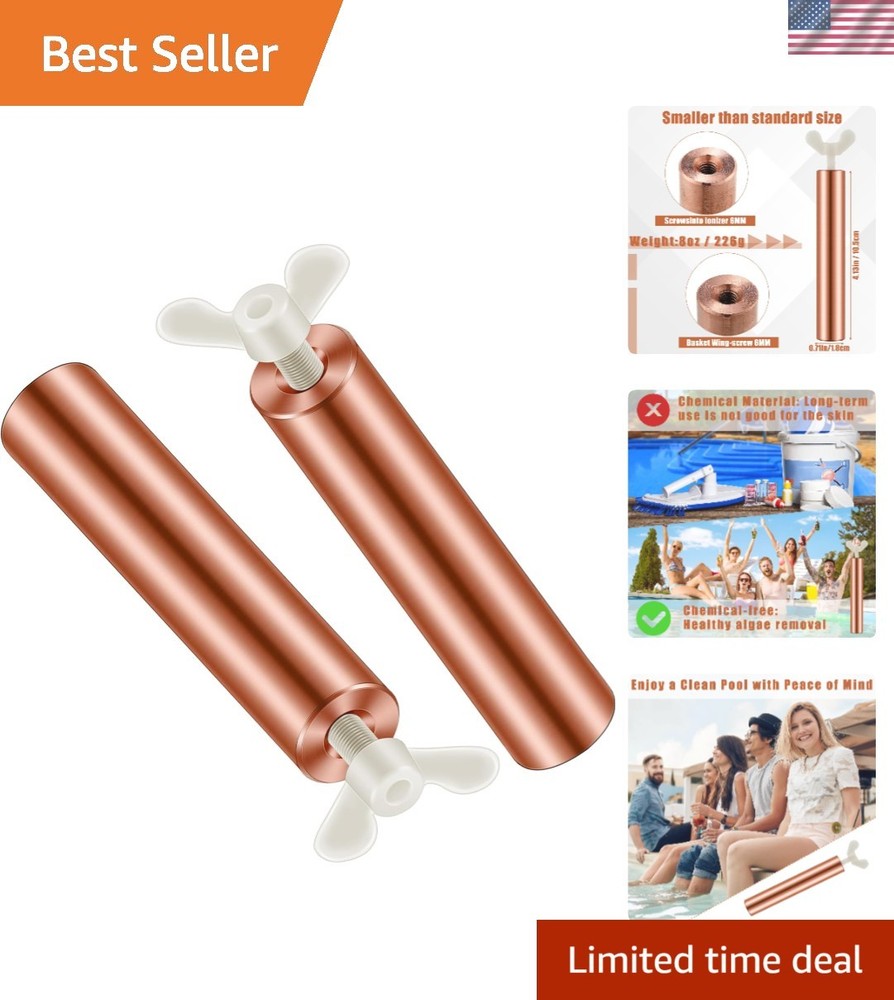 Eco-Friendly Solar Copper Anodes 4.13" L for Effective Pool Cleaning - 2 Pack