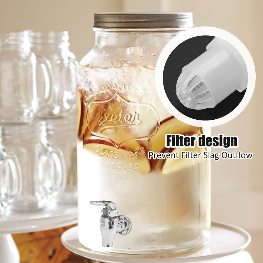 2 Pack Food Grade Plastic Beverage Dispenser Spigot Silver Replacement Tap - ...