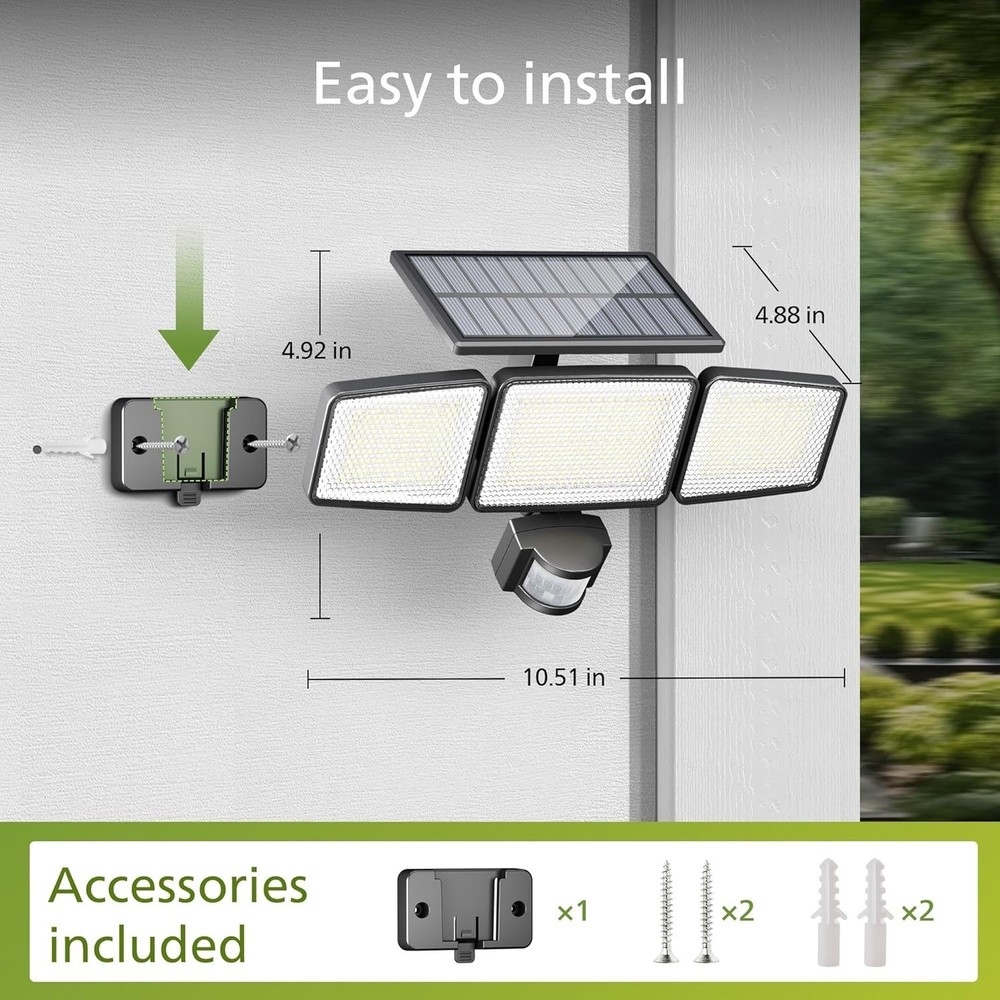 Philips Solar Security Light Outdoor 302 LED 1200lm Solar-Powered Waterproof 2PK