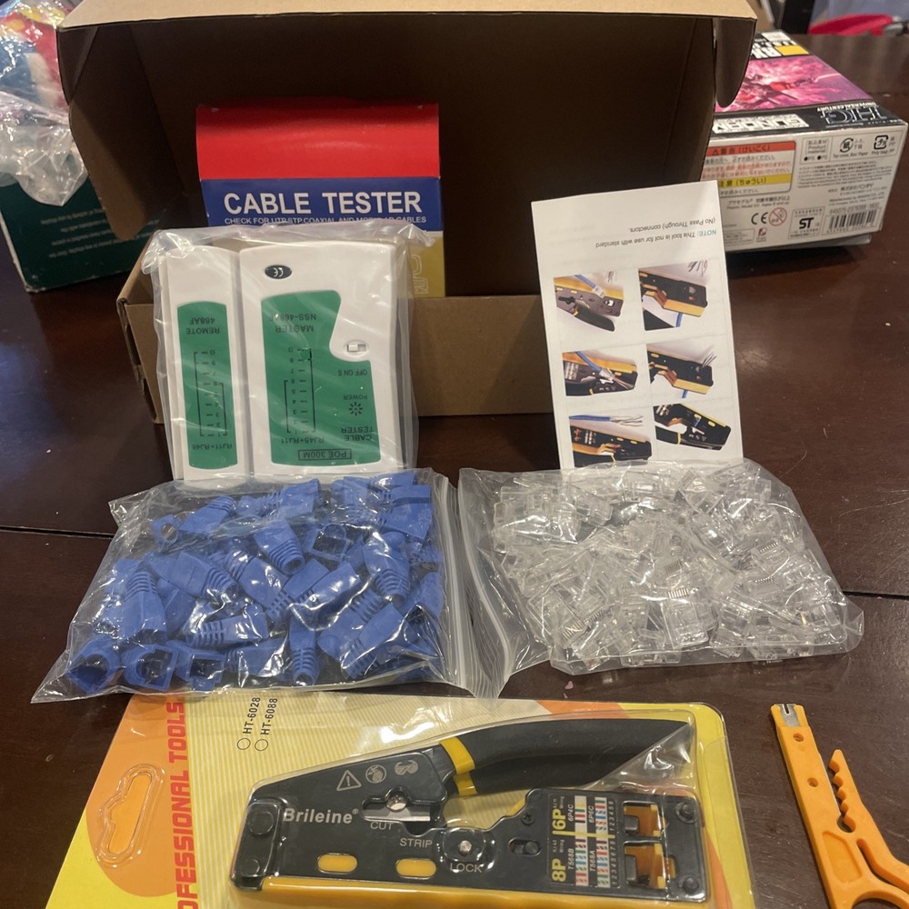 Ergonomic Pass-Through Crimper & Testing Kit for Ethernet Cable Installation