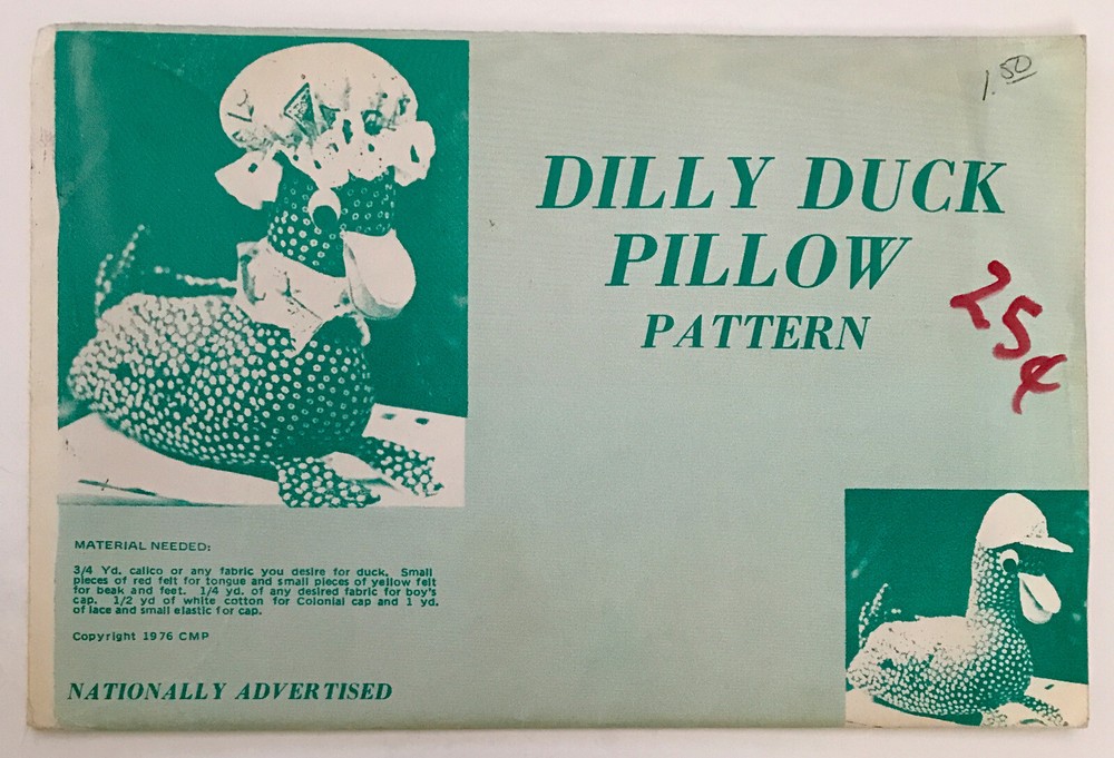 UNCUT Dilly Stuffed Duck Pillow Vintage Sewing Pattern c1976
