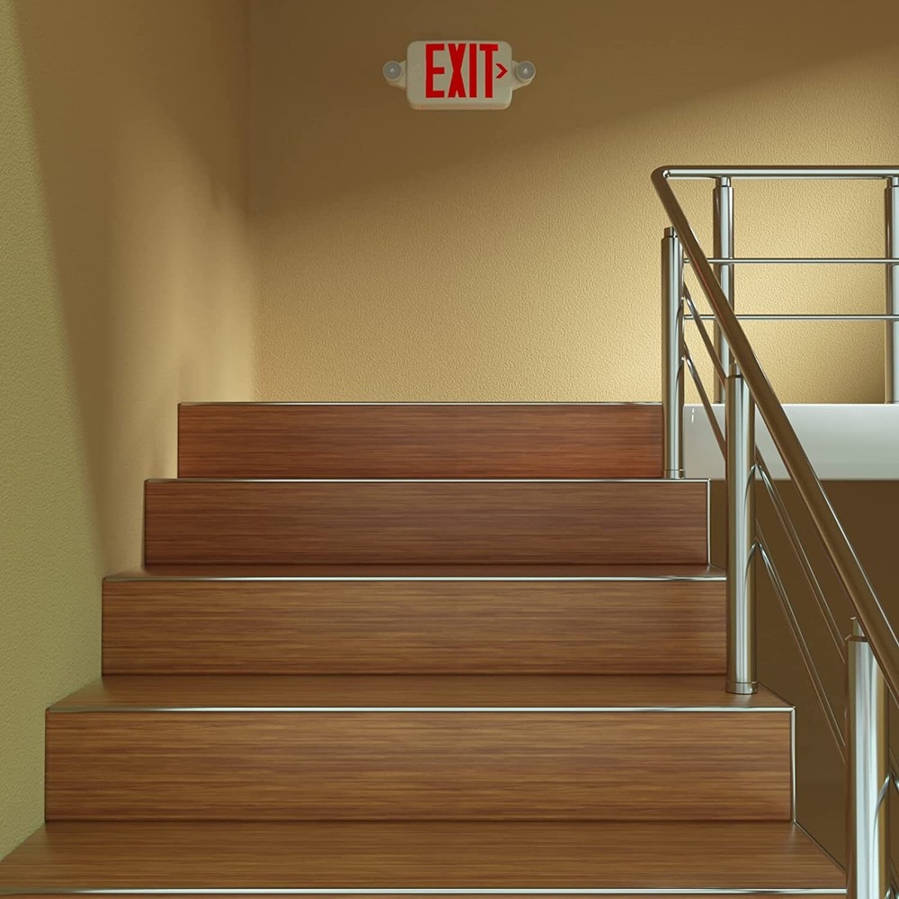 4 Pack LED Exit Sign Emergency Light–Hi Output RED Compact Combo UL 924 Listed