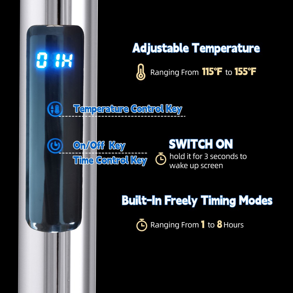 10 Bars Towel Warmer Rack Wall Mounted with Timer Temperature Control
