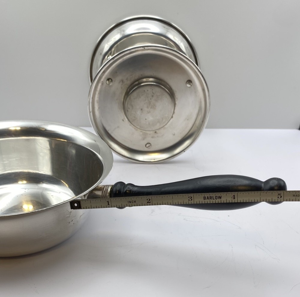 Vintage Sheffield Silver Co Plated Warming Serving Chafing Dish Wood Handle