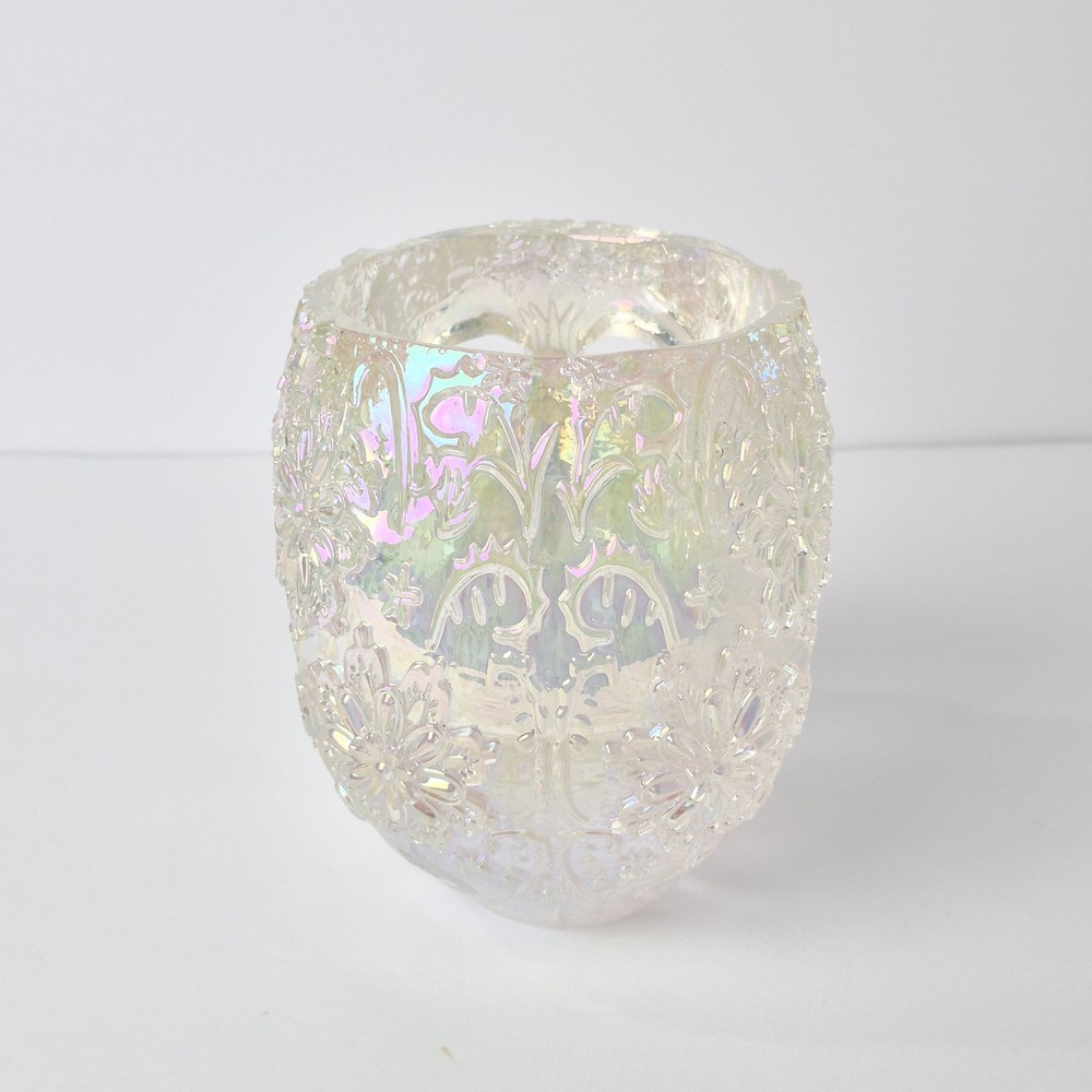 Iridescent Floral Skull Planter Decorative Box Jar Container Goth Decor