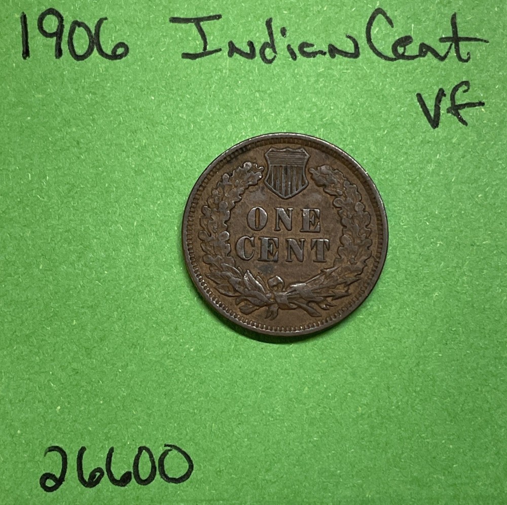 1906 Indian Head Cent / Penny 1c Vf Very Fine