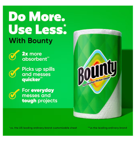 Bounty Select-A-Size Paper Towels 12 Double Rolls White 2X Absorbent