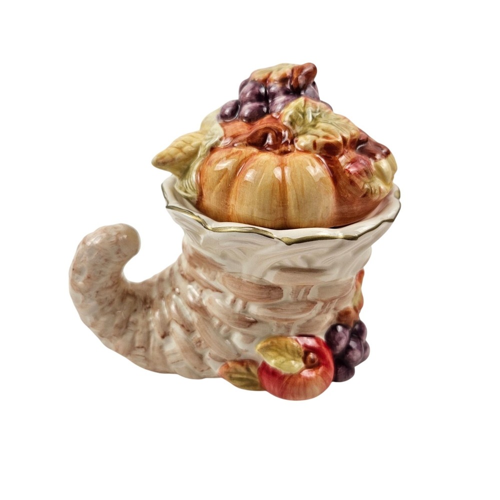 Cracker Barrel Serve Ware Creamer Lidded Sugar Cornucopia Thanksgiving NIB