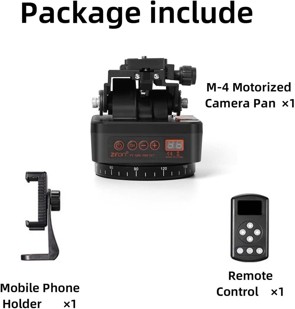 Pan Tilt Camera Mount, Motorized Tripod Head with Remote Control and Mobile Phon