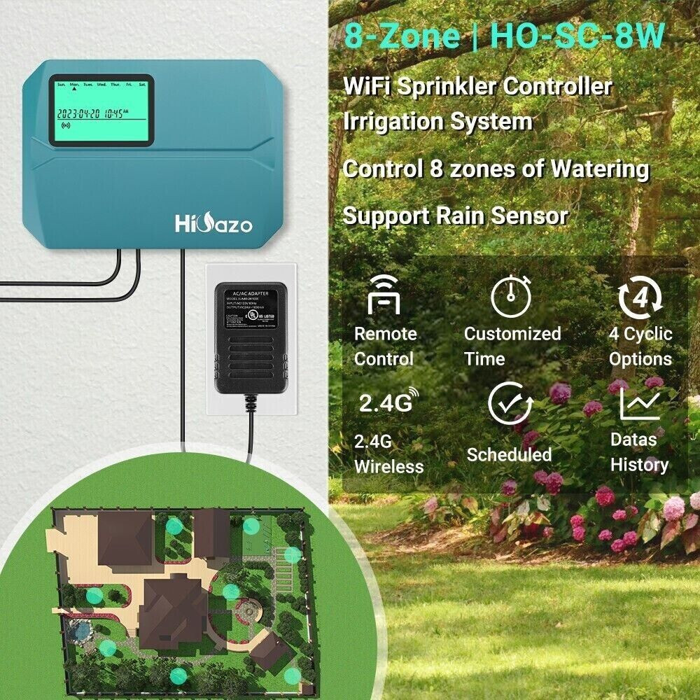 WiFi Remote Sprinkler Controller Lawn Irrigation System Water Control 8 Zone US
