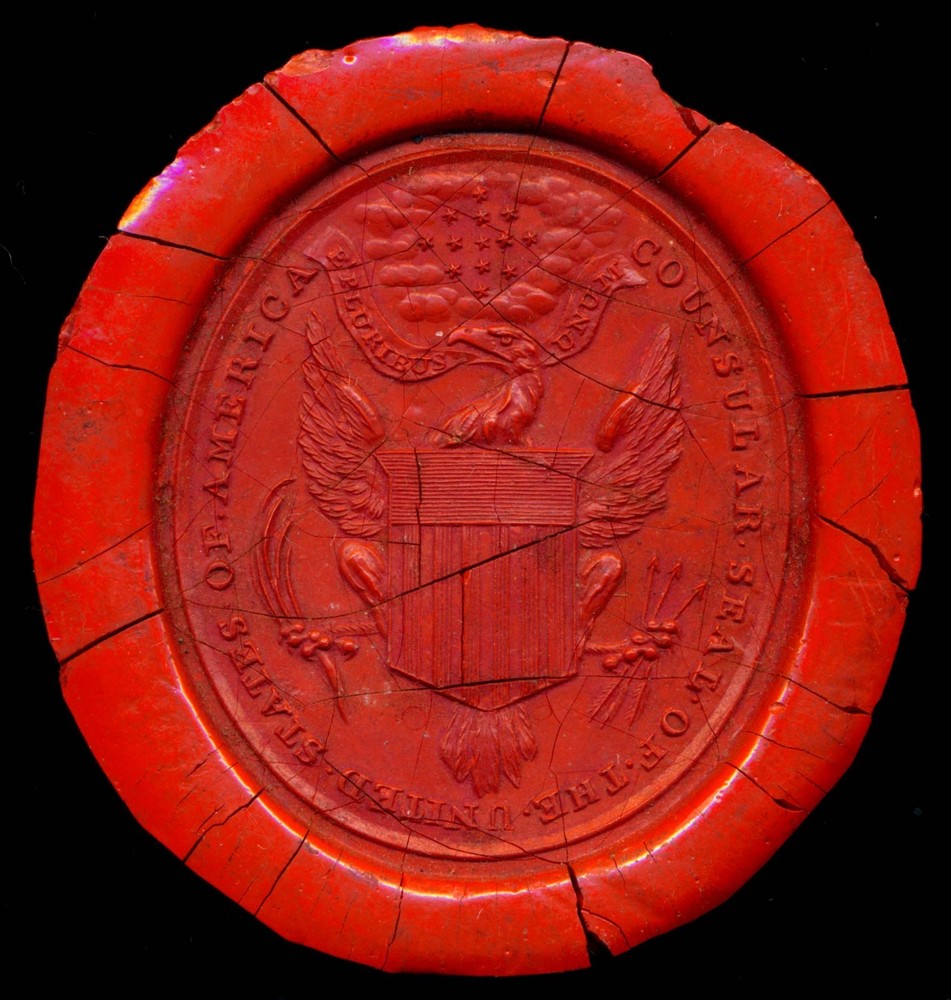 C. 1830 - 1860 Red Wax U.S. Consular Document Seal Impression