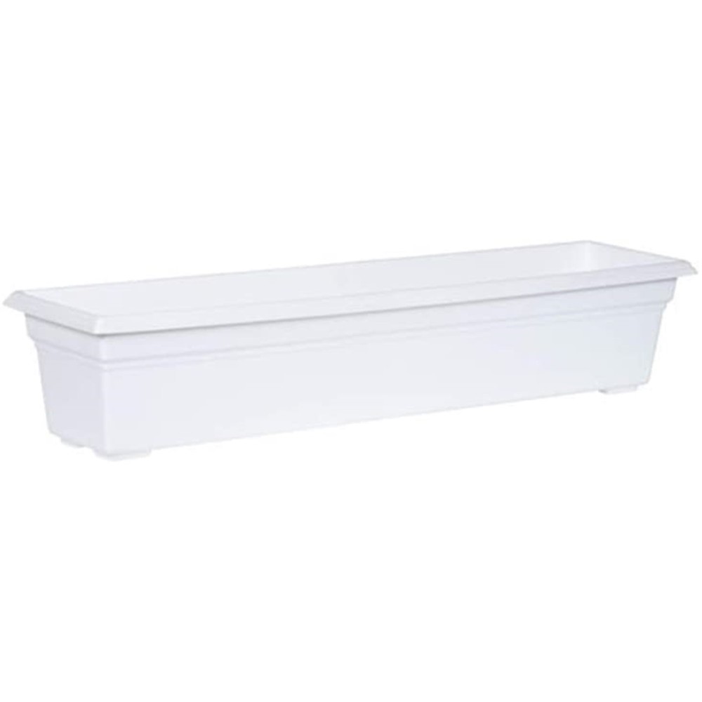 Novelty Countryside Durable Plastic Flower Box Planter, White, 30in
