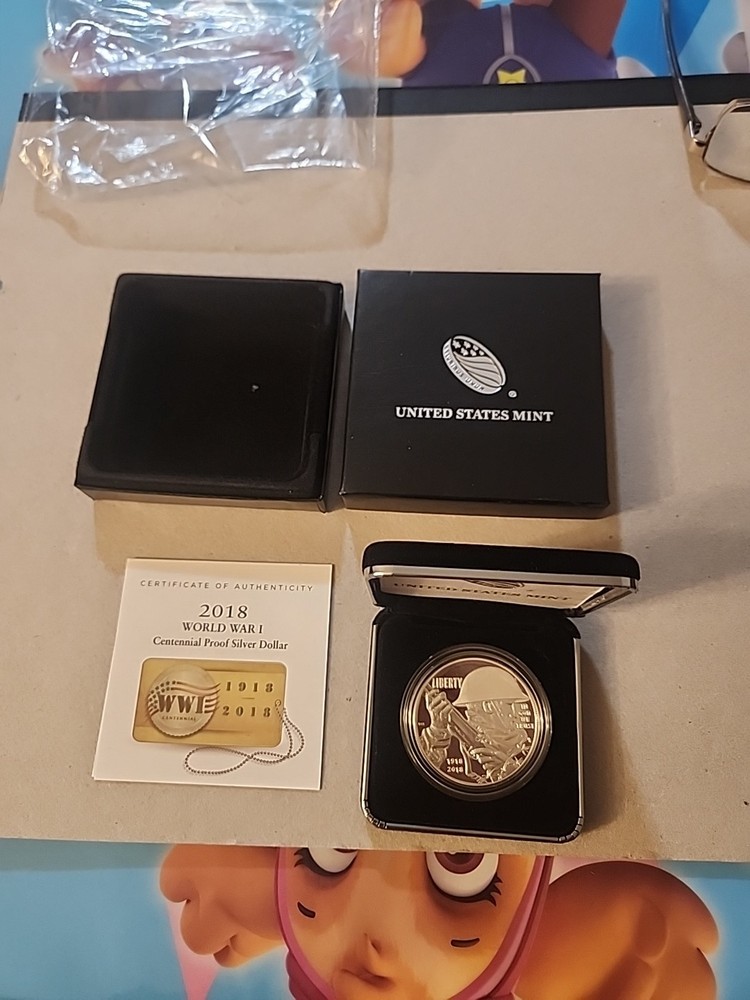 2018 WORLD WAR I CENTENNIAL SILVER DOLLAR W/ OGP & COA