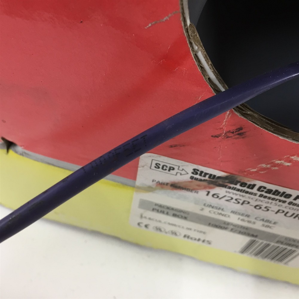 Structured Cable Products 16/2SP-65-PUR-1000 Unshielded Riser Cable 2/C 1000'