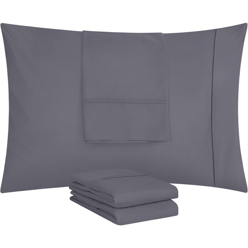 Queen Size Pillow Cases 4 Pack Envelope Closure Soft Brushed Microfiber Pillow