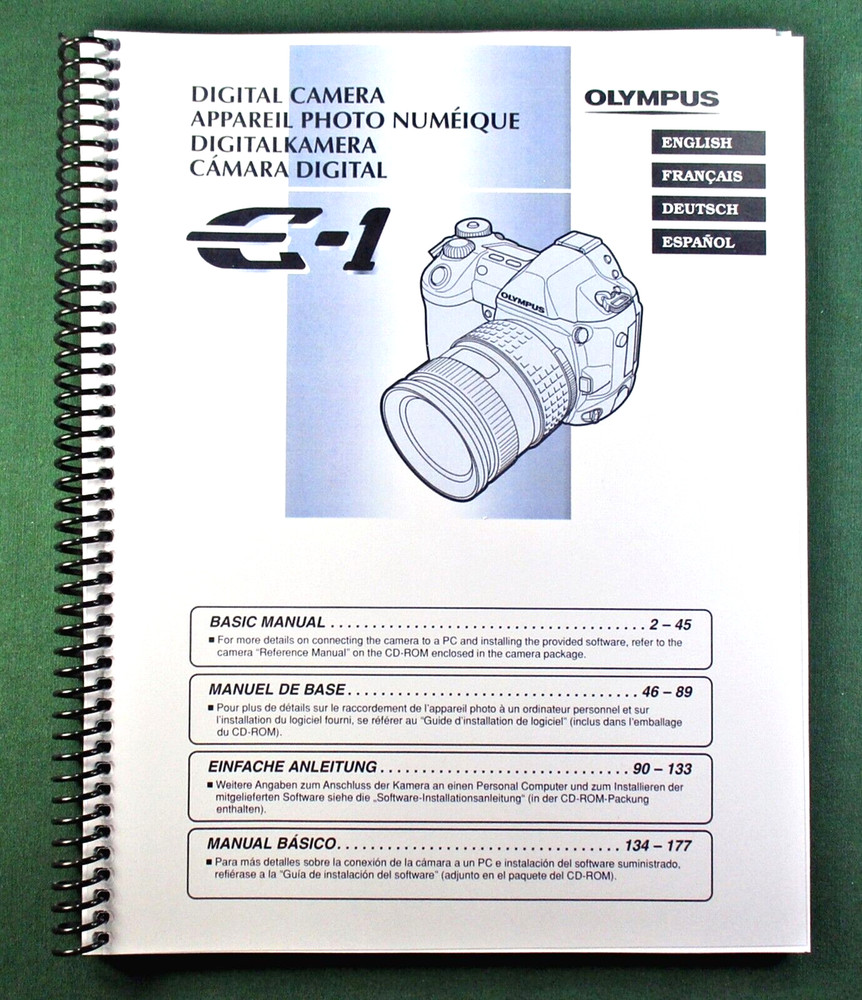 Olympus E-1 Instruction Manual: 180 Pages and Protective Covers!