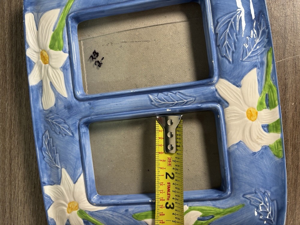 Vintage Ceramic Blue And White Picture Frame