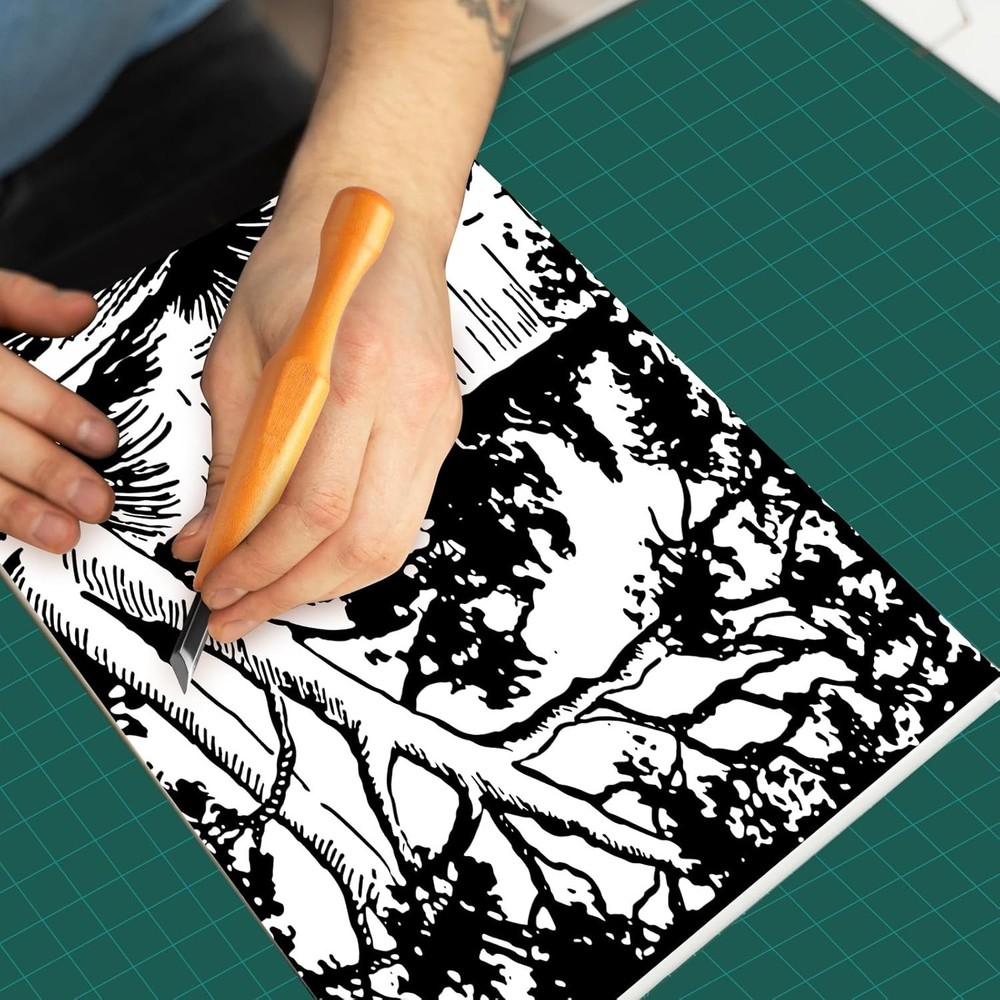 WILLBOND 5 Pcs Linocut Carving Tools Set - Triangular Linoleum & Wood Classic