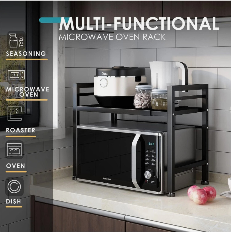 Microwave Oven Rack,Expandable,Countertop Stand,Tableware Storage Area,Adjustabl