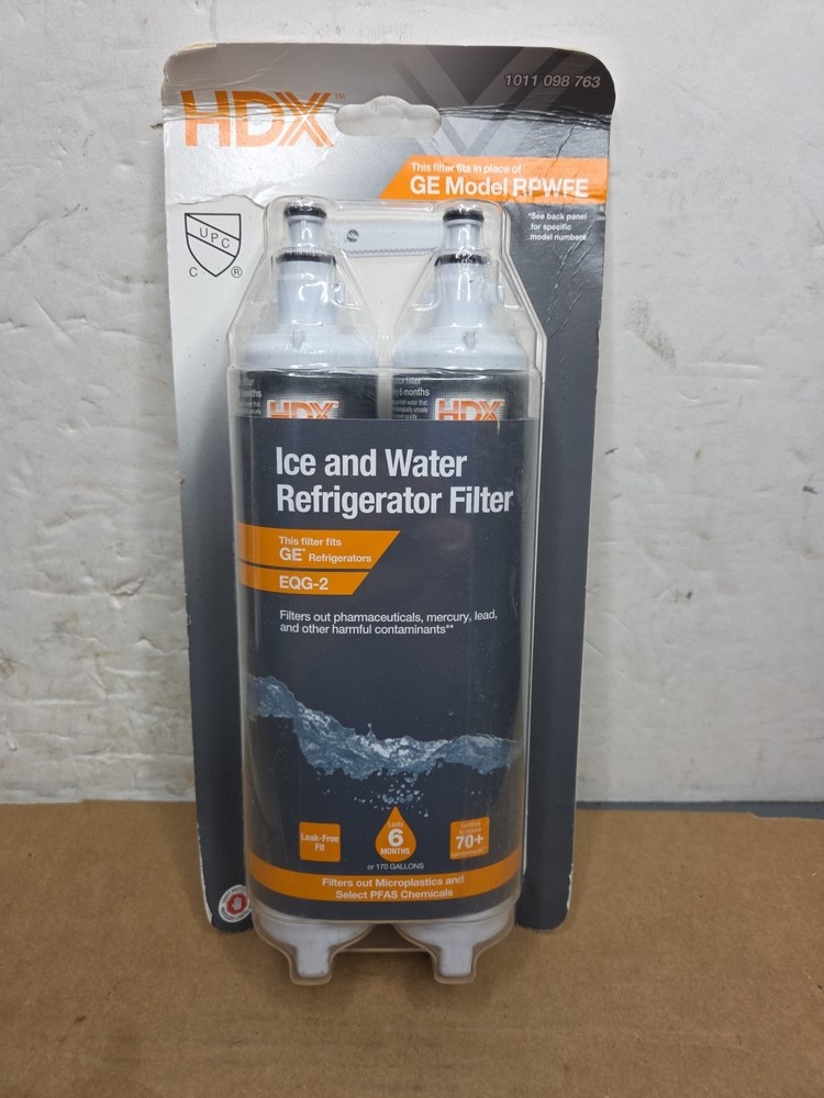 2 Pack EQG-2 Premium Refrigerator Water Filter Replacement for GE RPWFE