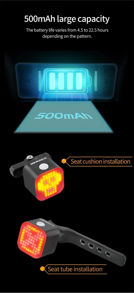 MEROCA Bicycle Brake Light Creative Expression 100 Lumen Smart Sensor for AirTag
