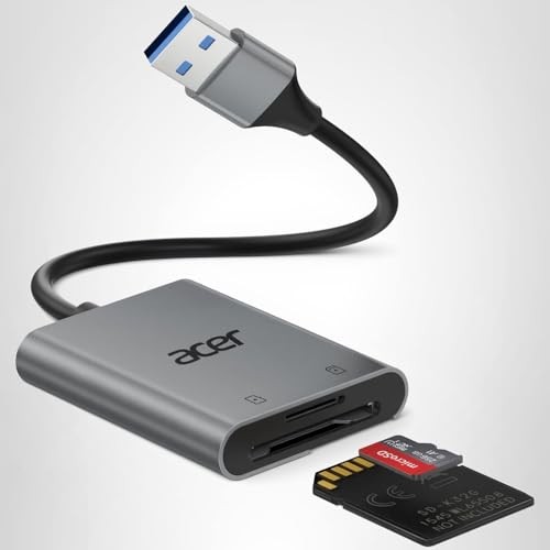 Acer SD Card Reader, USB A 3.0 to Micro Memory Aluminum Grey
