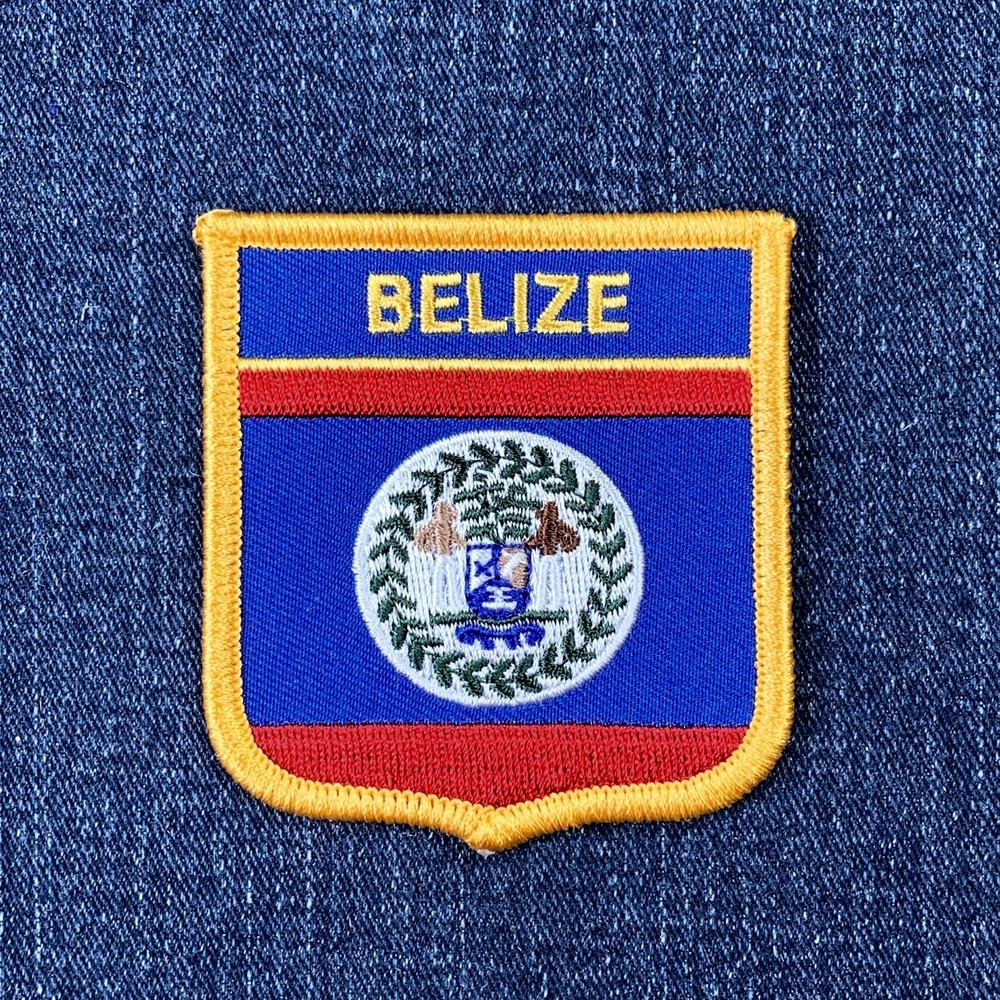 Belize Patch - Embroidered Flag Shield Badge 2.75" (Iron On)