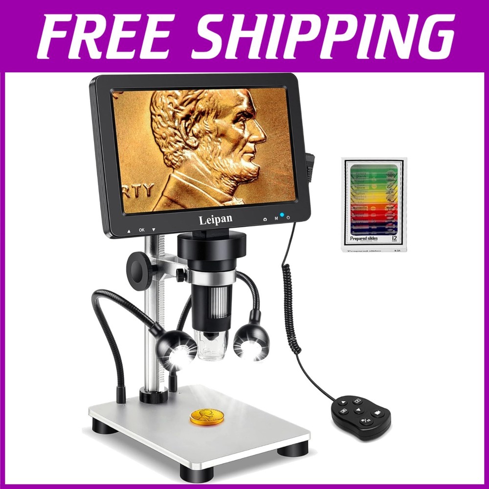 7" LCD Microscope 1200X, 12MP Coin Magnifier