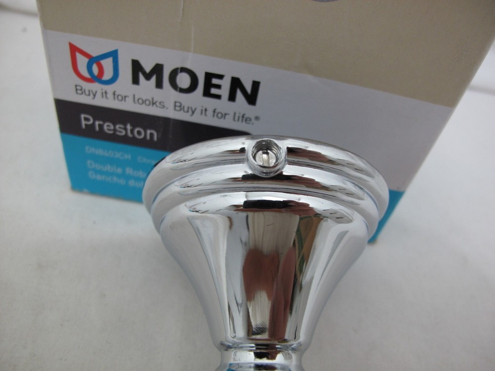(1) NEW Moen Preston Double Robe Hook - CHROME - DN8403CH