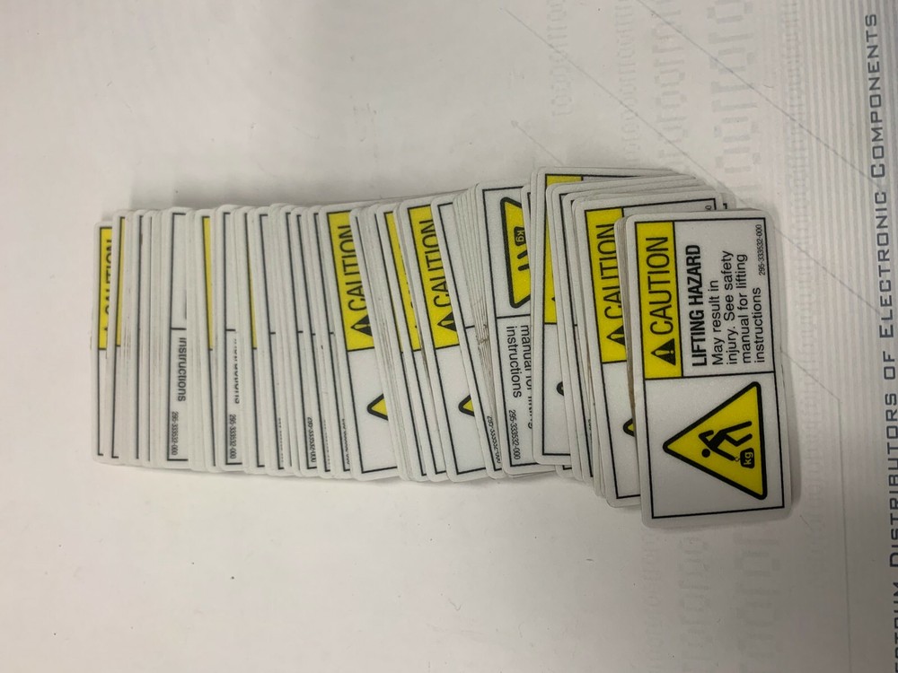 QTY-100 3M Decal/Sticker 1x2  Caution Lifting Hazard