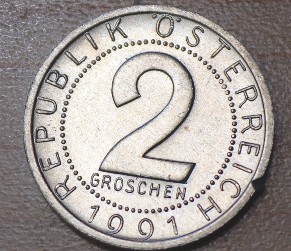 1991 Austria 2 Groschen Unc.