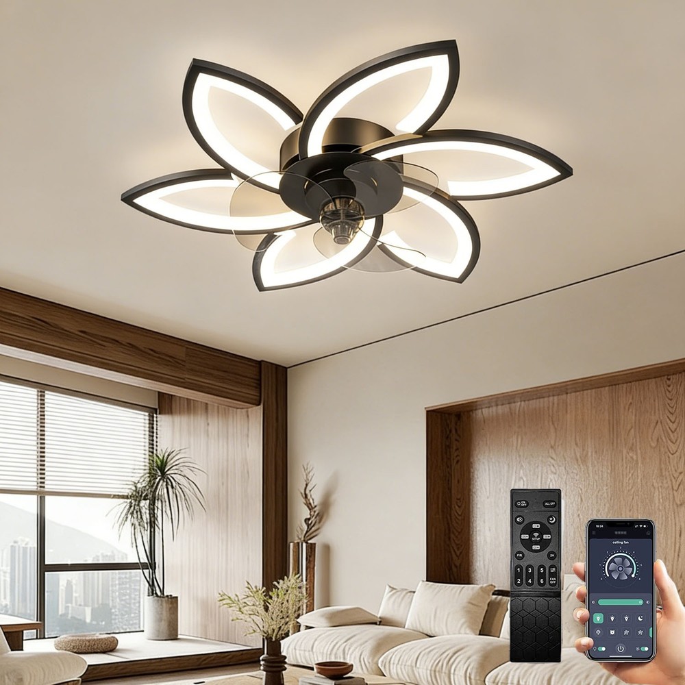 LED Low Profile Ceiling Fan Light Silent Dimmable Fan Light with Remote Control