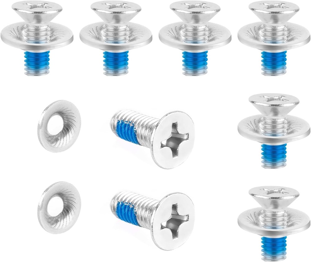 Snowboard Binding Screw Set, Stainless Steel Medium, silver, blue
