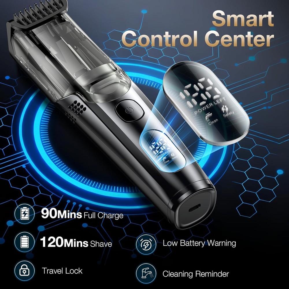 Vacuum Beard Trimmer for Men, New Version Adjustable Precision Trimming Length w