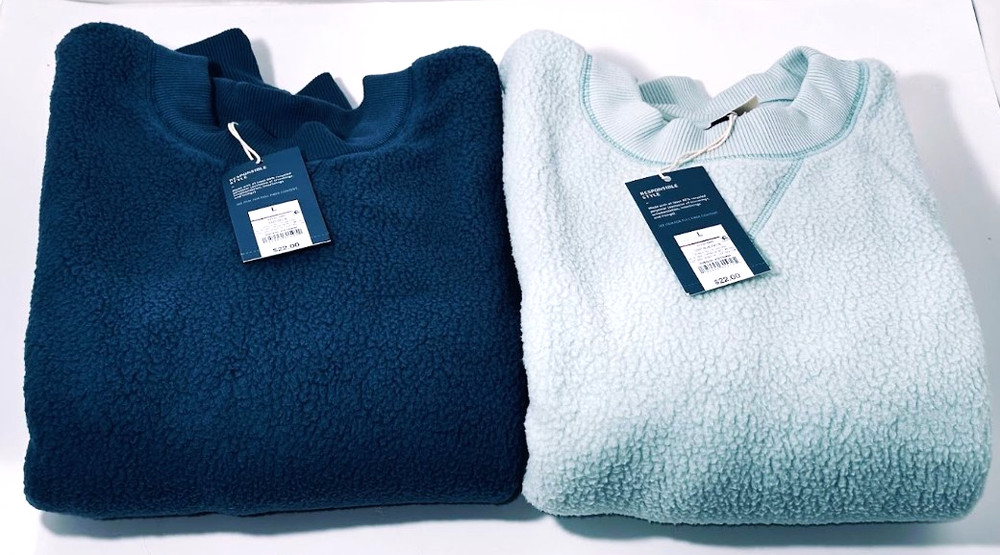Universal Thread Womens Sherpa Pullover Sweater 2-Pack–Navy Blue & Light Blue-L