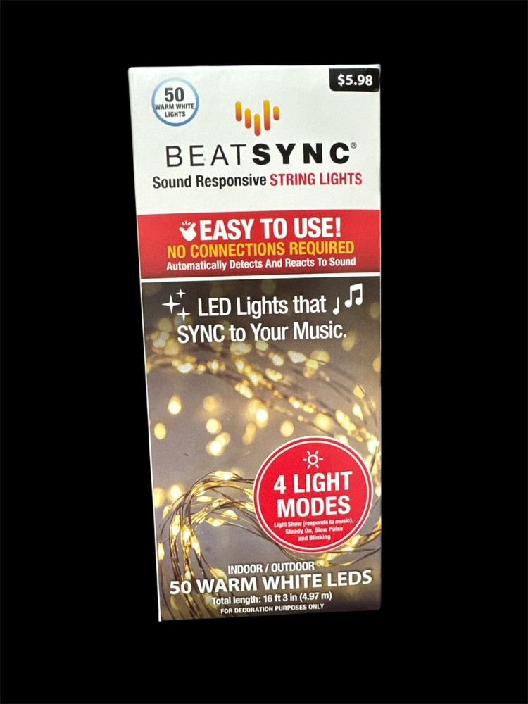 BeatSync Sound Responsive String Lights LED 50 NEW