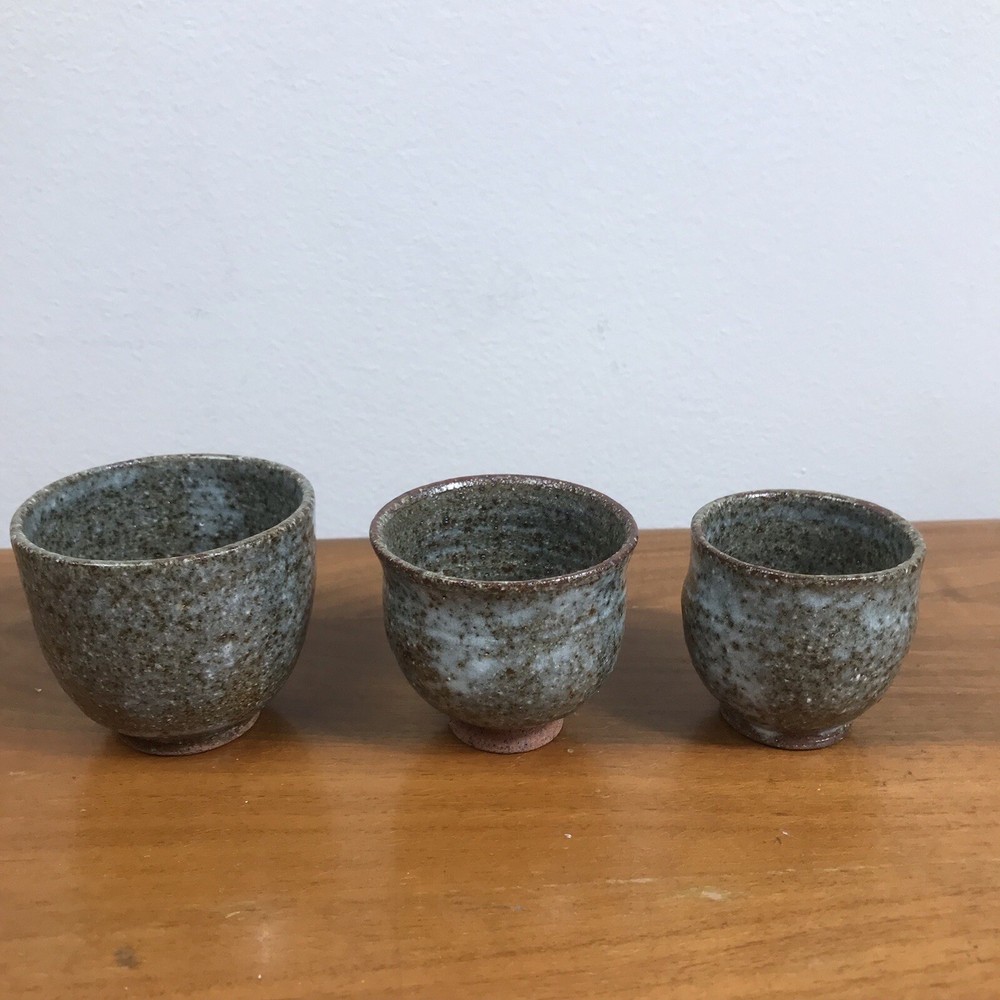 Japanese Style Studio Pottery Glazed Nesting Cups