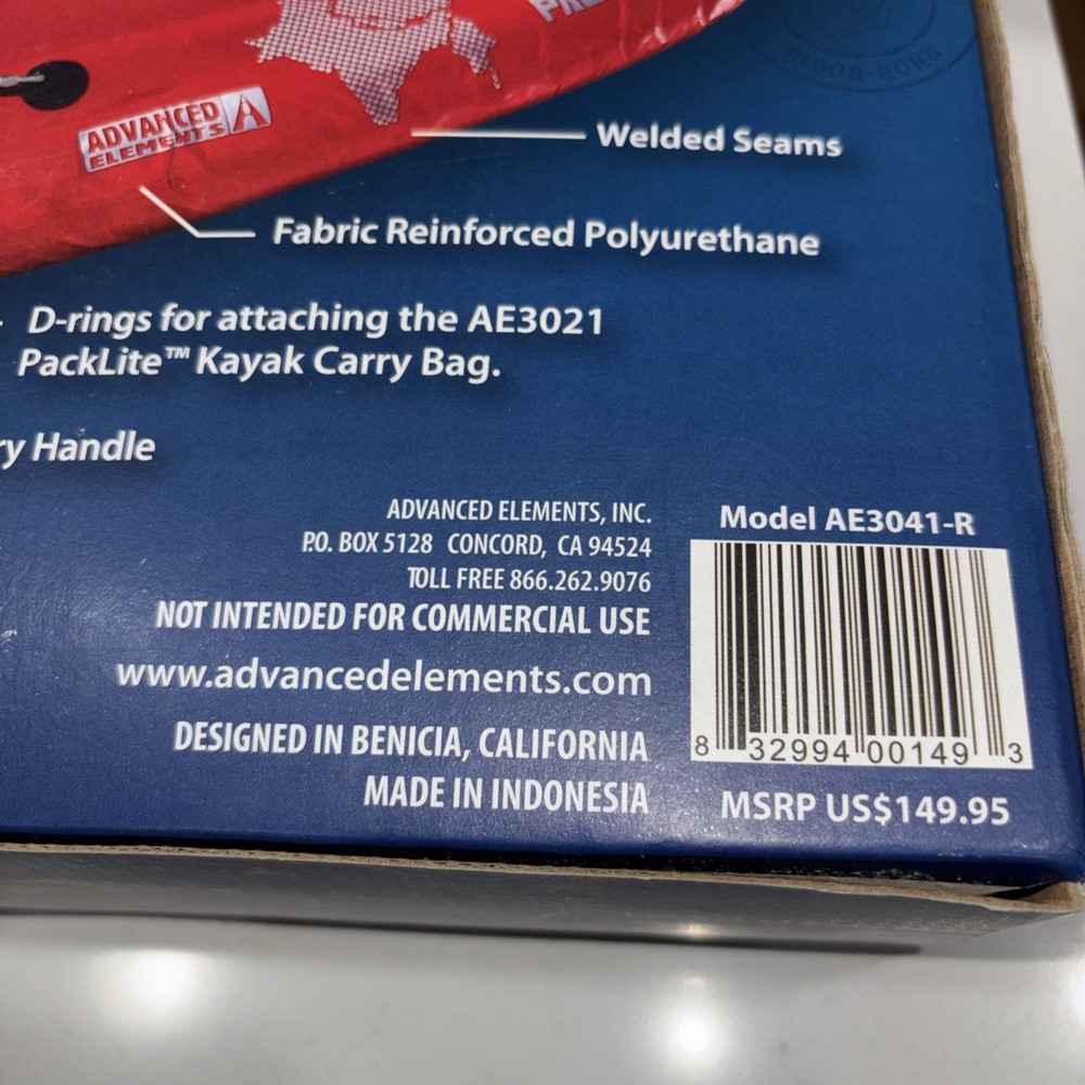 Advanced Elements Outer Cover for Packlite Kayak Red Silver New In Box Sealed