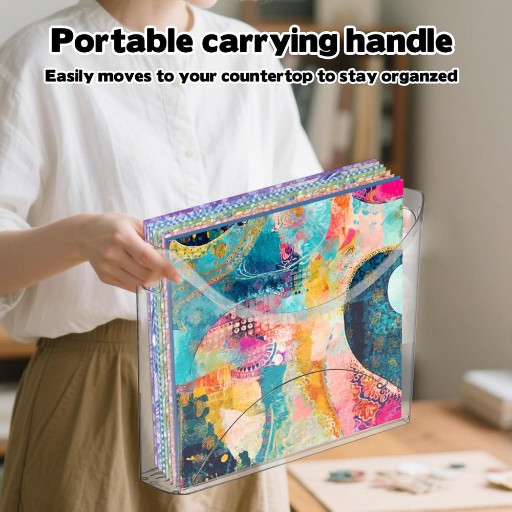 Rainmae 4 Pack Scrapbook Paper Storage Organizer with Handle Plastic Scrapbook S