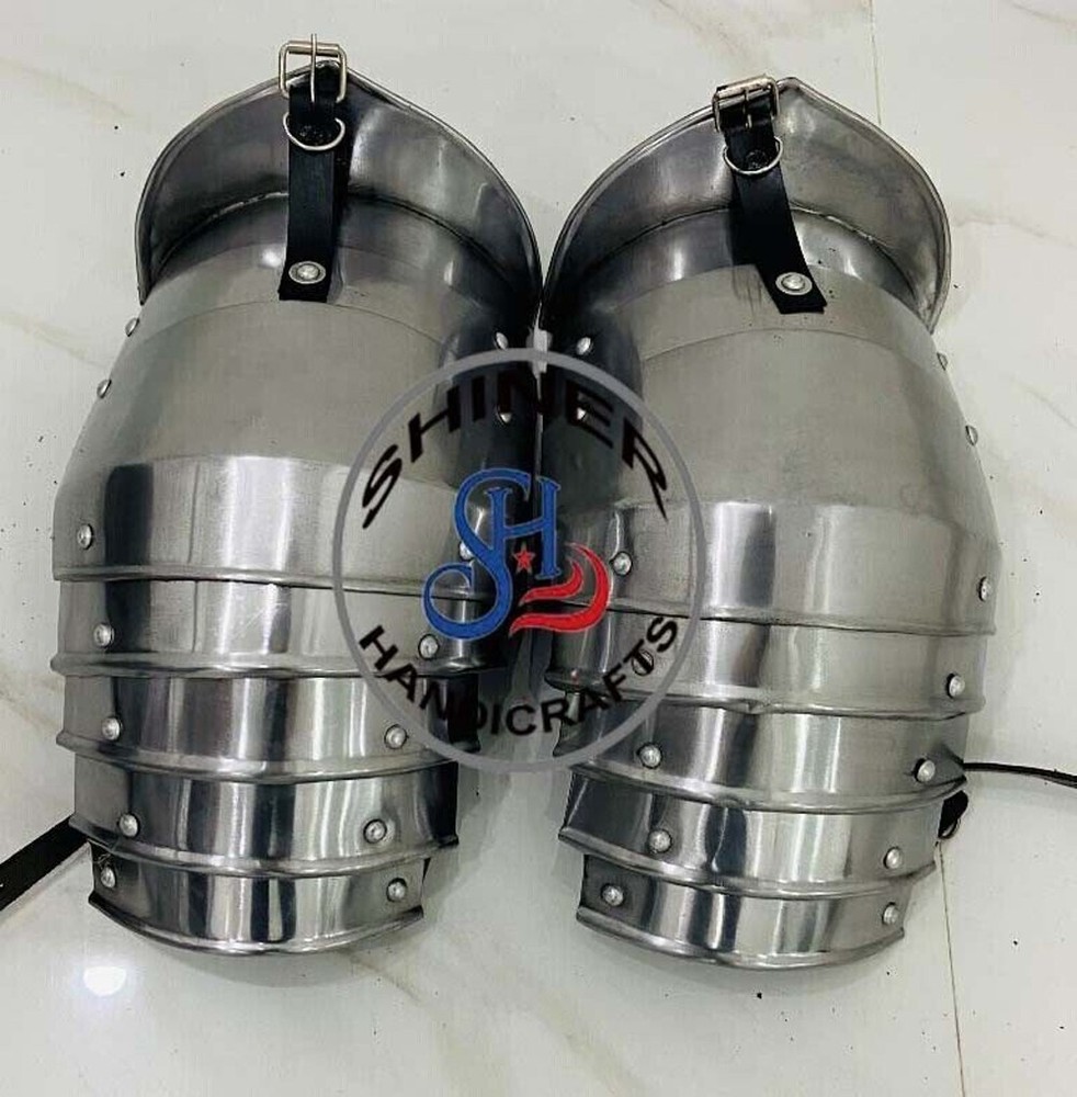 Medieval Knight Armor Silver Finish Shoulder Pauldrons Cosplay Reenactment