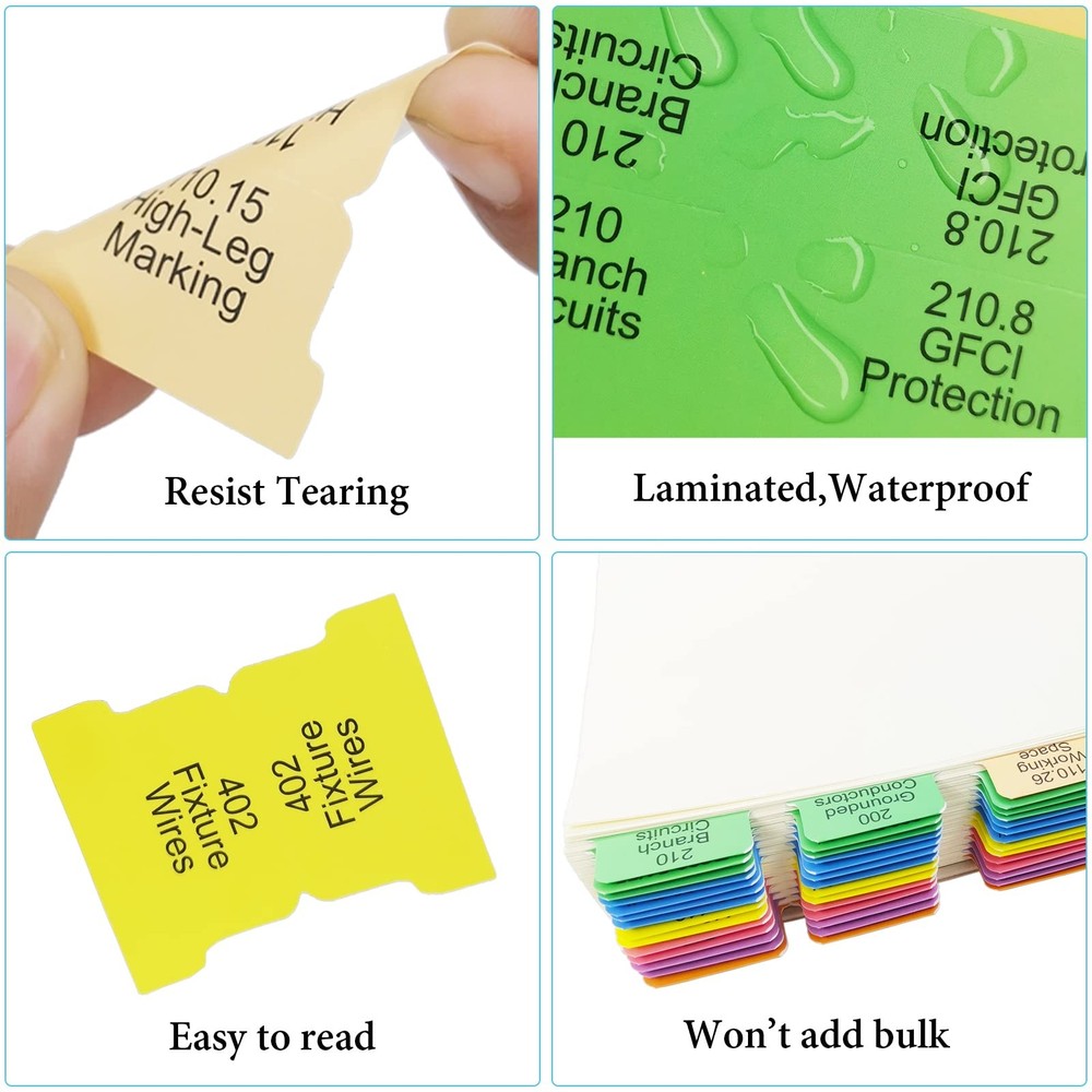 Electrical Code Tabs for NEC 2020, 140 PCS Laminated & Color-Coded for Nation...