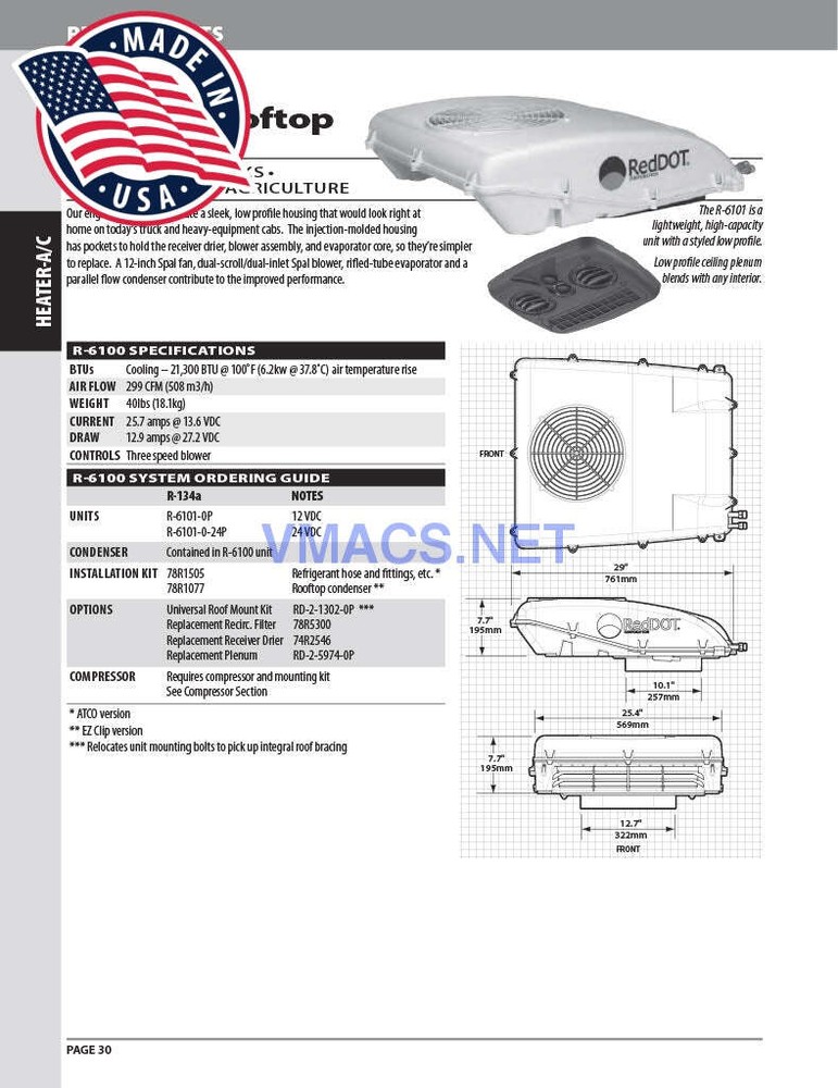 Red Dot AC Unit 12v Rooftop Mount R-6101-0P