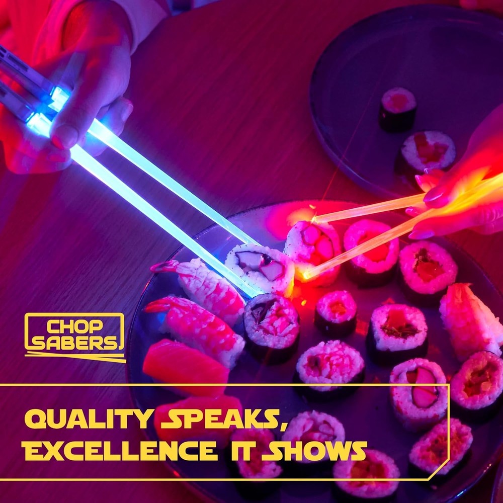 Lightsaber Led Light Up Chopsticks 2 Pair, Red & Blue