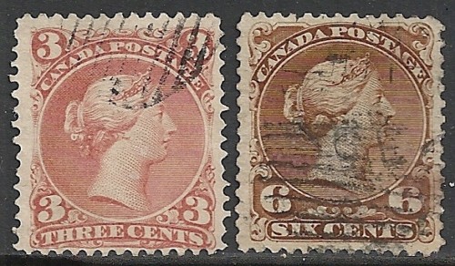 Canada 1868 SG 58-59  CANC  VF