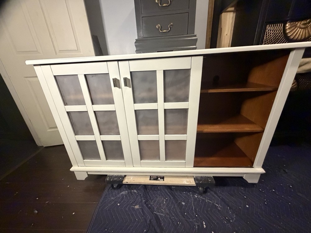 White Wood Sideboard Cabinet W/ Doors Storage Console