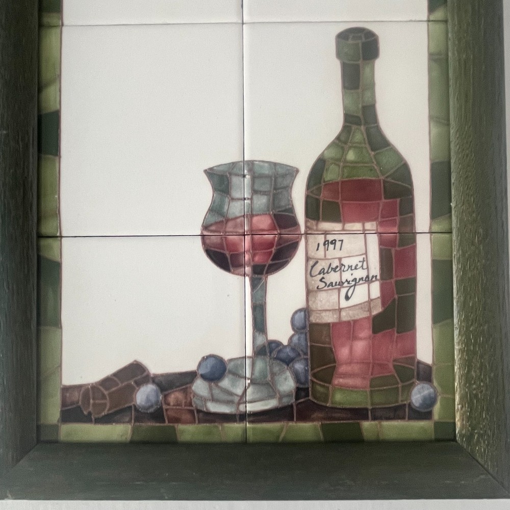 1997 Cabernet Wine Write on Wipe Off Notes Ceramic TILES Framed Empty Nest
