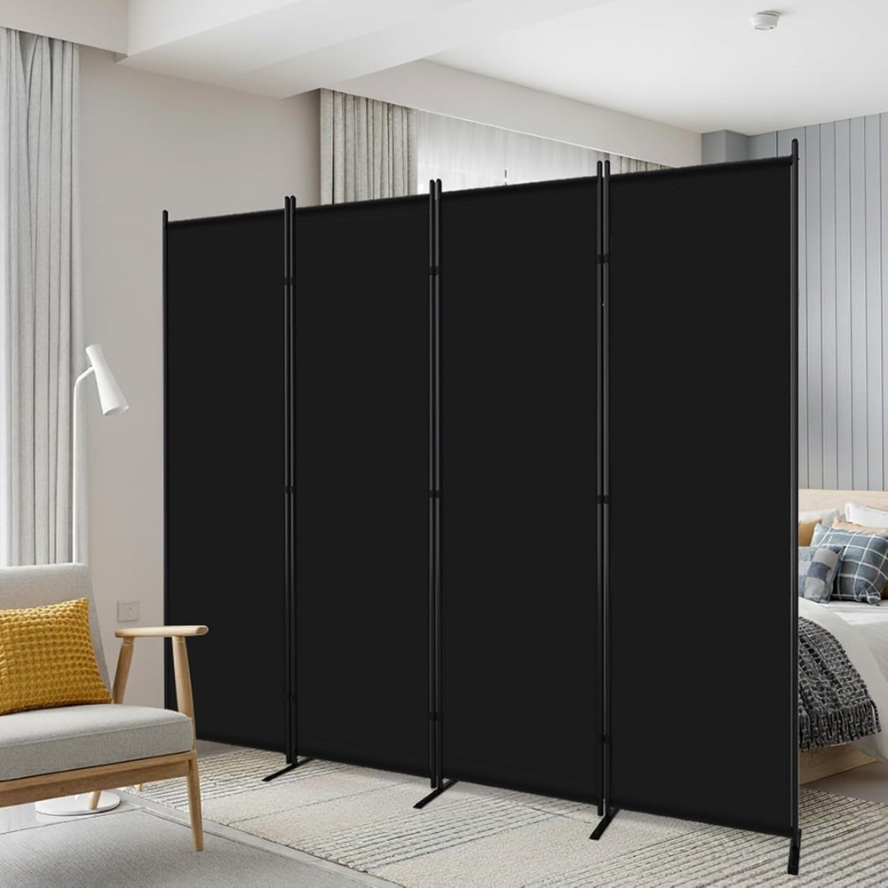 4 Panel Room Divider 6FT Portable Wall Divider Room Separation 88" W Fabric