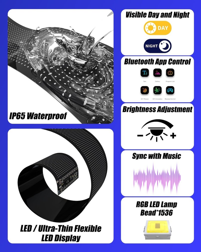 Devil Eyes Light for Windshield: 23.4"x4.7" Programmable LED Signs with APP &...