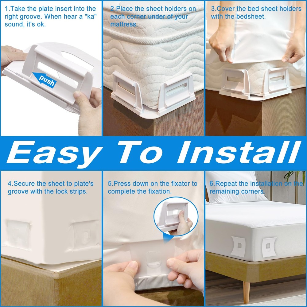 Bed Holders for Corners,Upgrade Secure Fitted Holders Keep Sheets Firm and Ti...